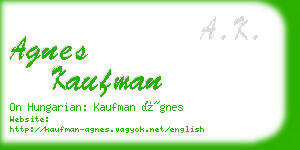 agnes kaufman business card